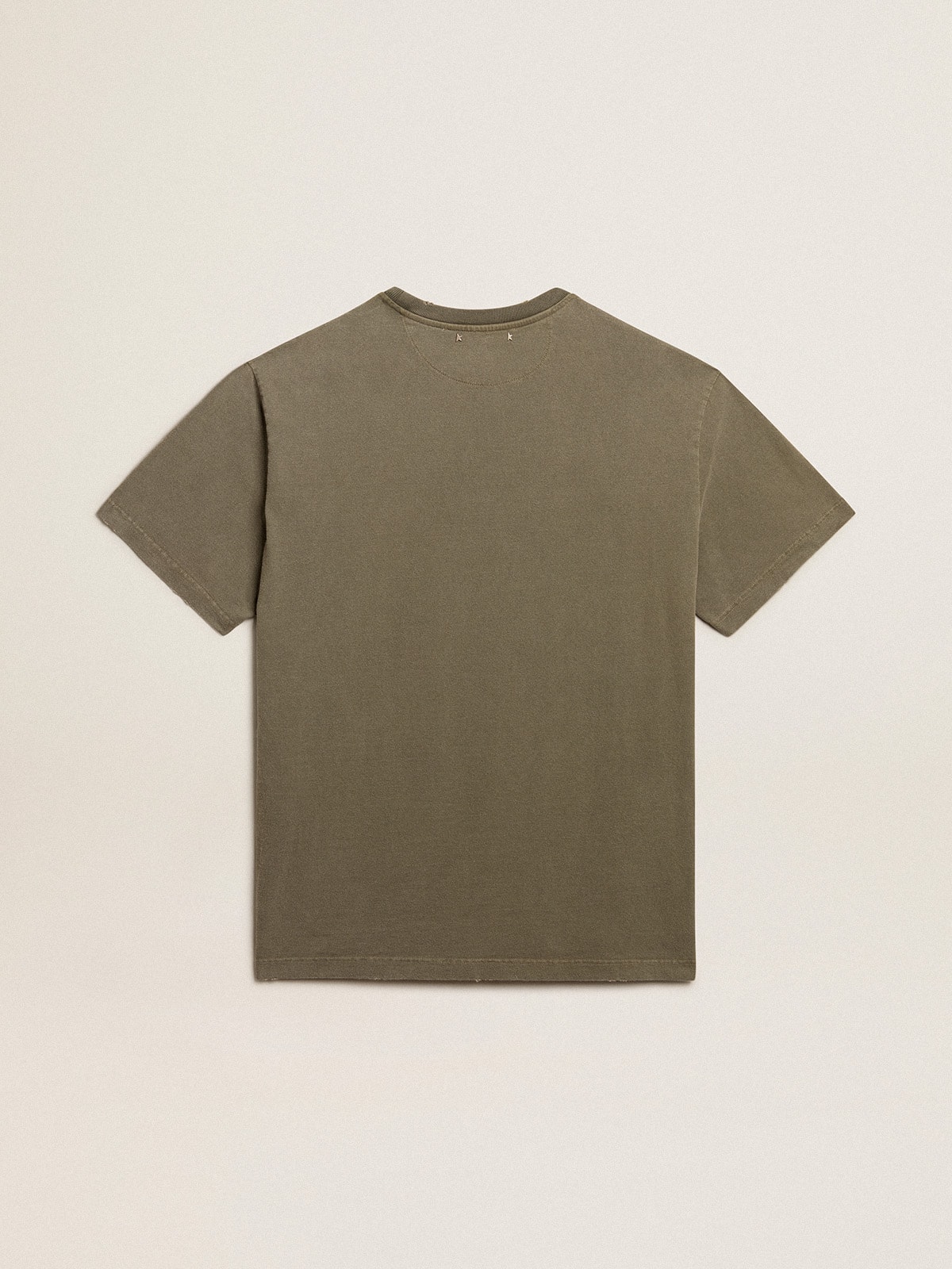 Men's olive green T-shirt with Golden lettering
