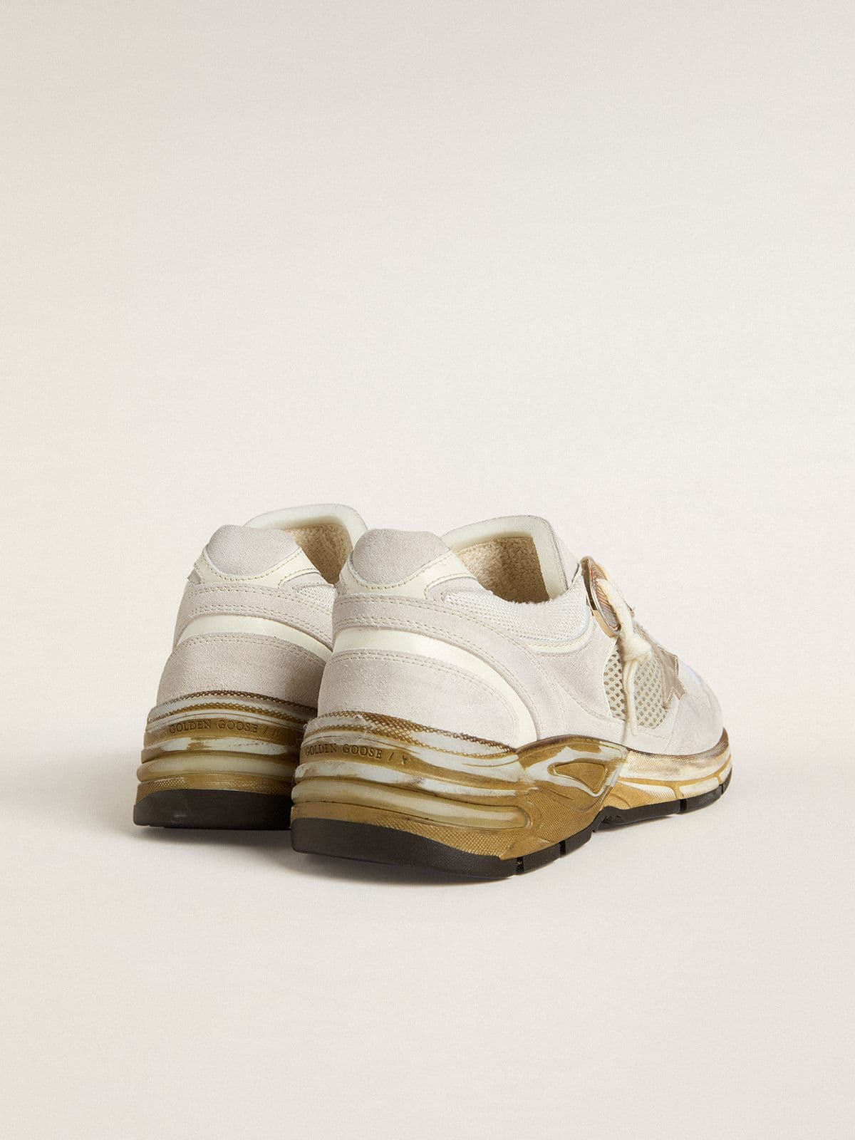 Women's Dad-Star in mesh and white suede with gold foiled star