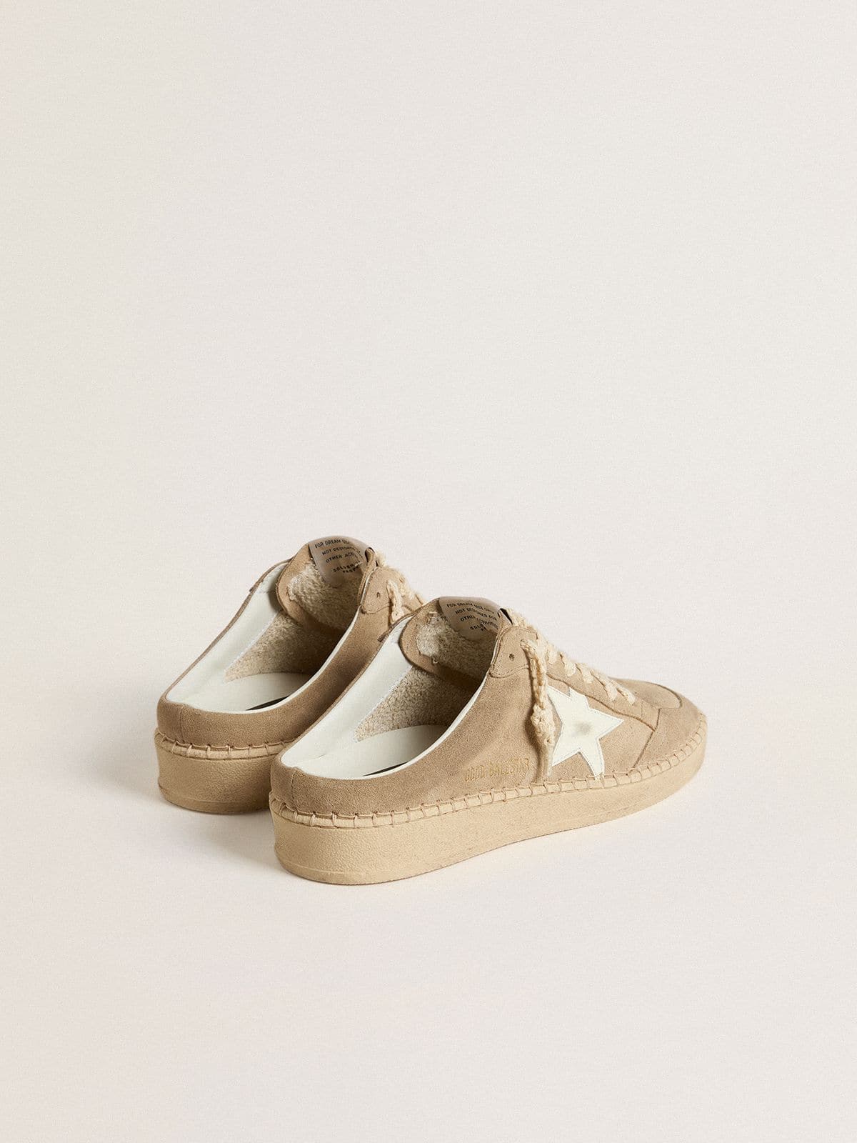 Women's Ball Star Sabot in beige suede with white leather star