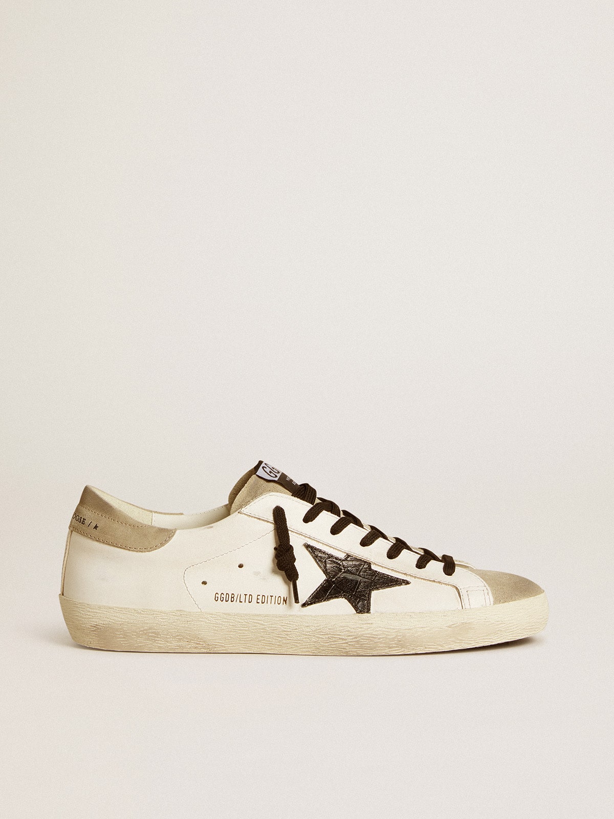 Men's Super-Star LTD with black croc-print leather star and suede inserts