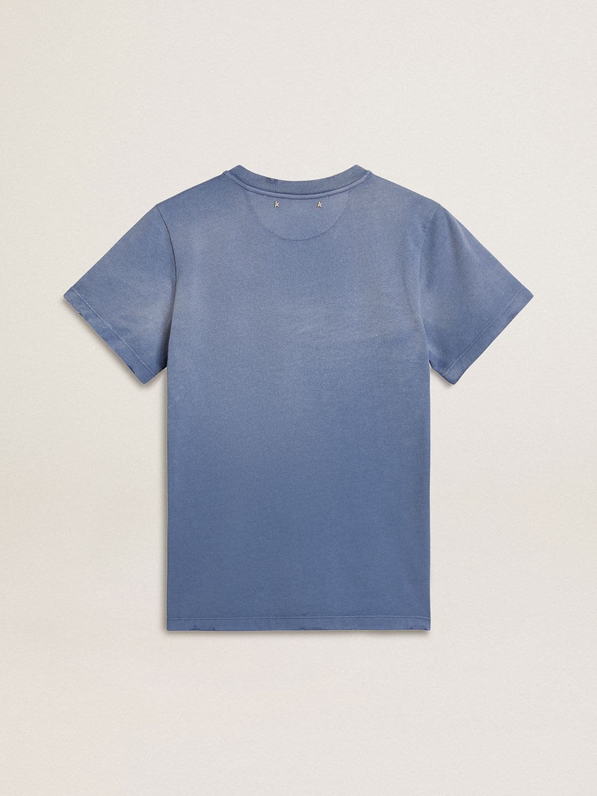 Women's faded light blue T-shirt with print on the chest