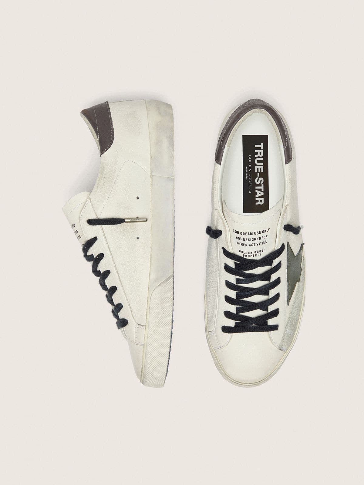 Men's Super-Star in nappa with green leather star and gray leather heel tab