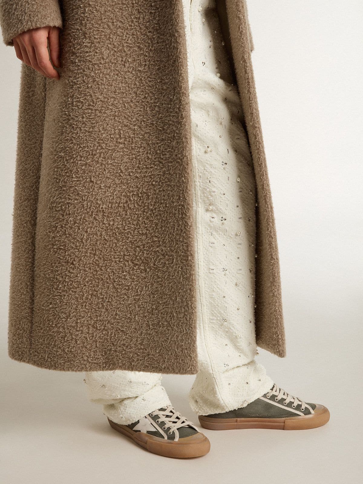 Women’s Super-Star LTD in green canvas with white leather star