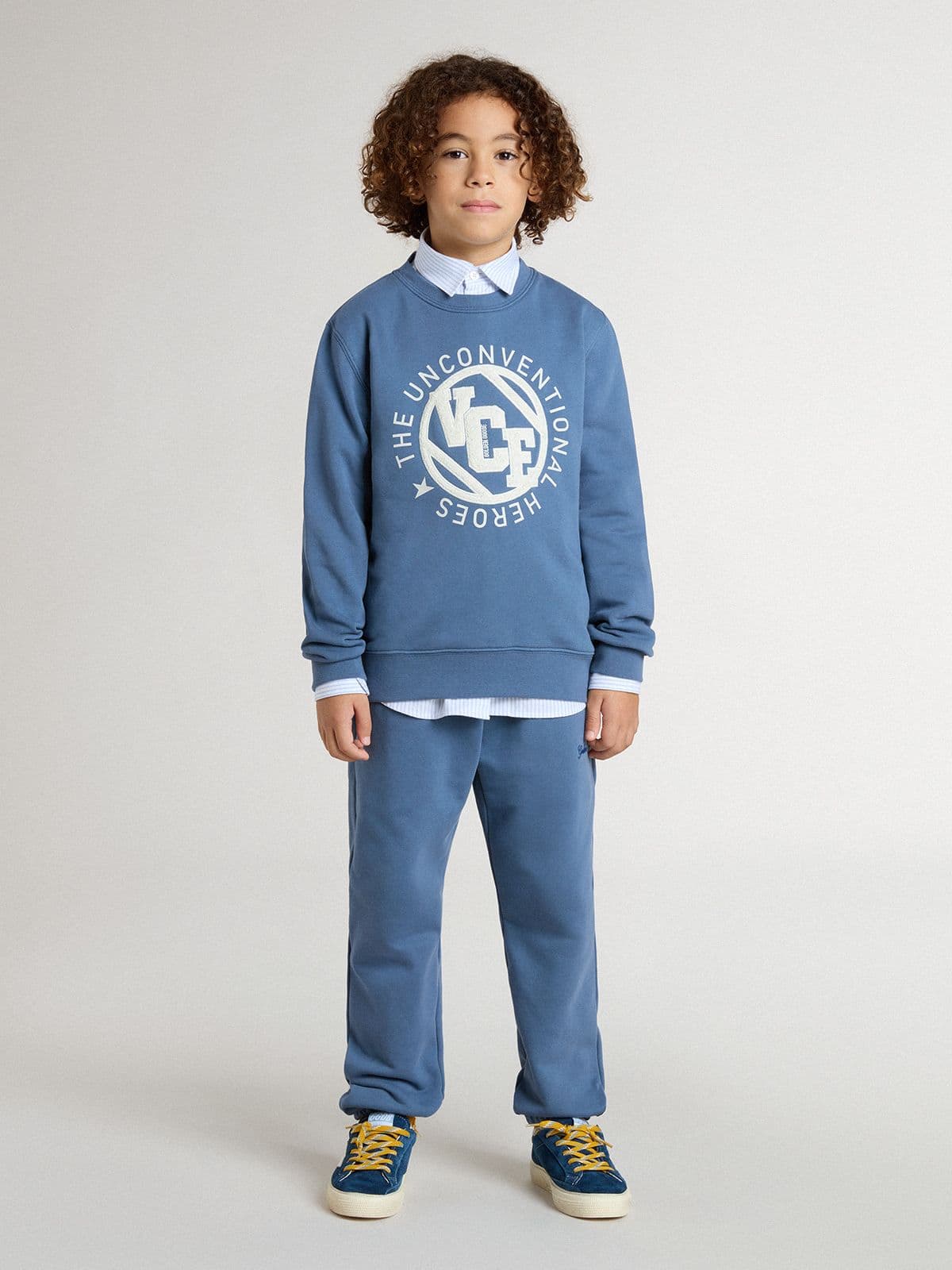 Kids’ blue joggers with embroidery
