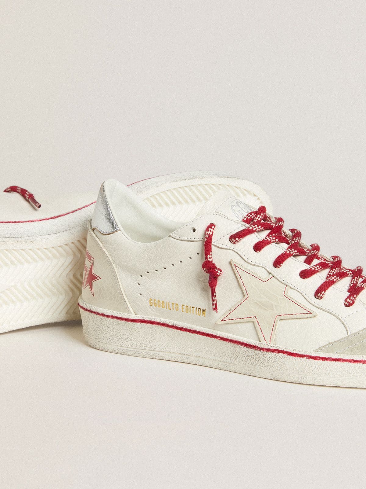 Women’s Ball Star LTD CNY in white leather with a lived-in effect