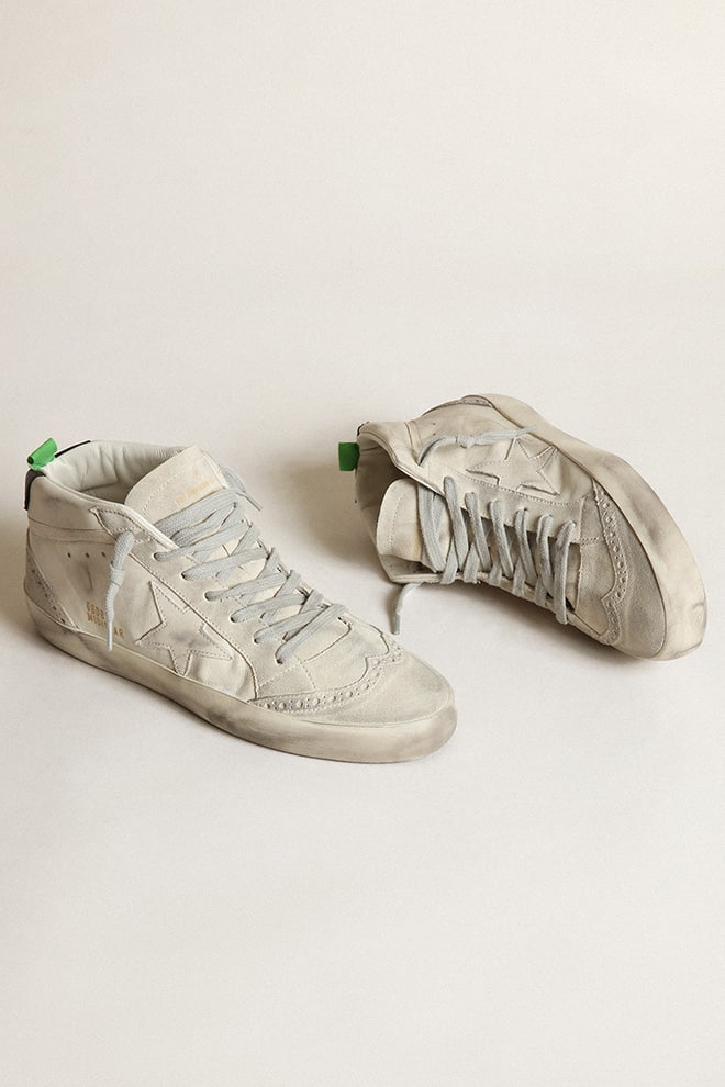 Women’s Mid-Star with white leather star and gray suede inserts