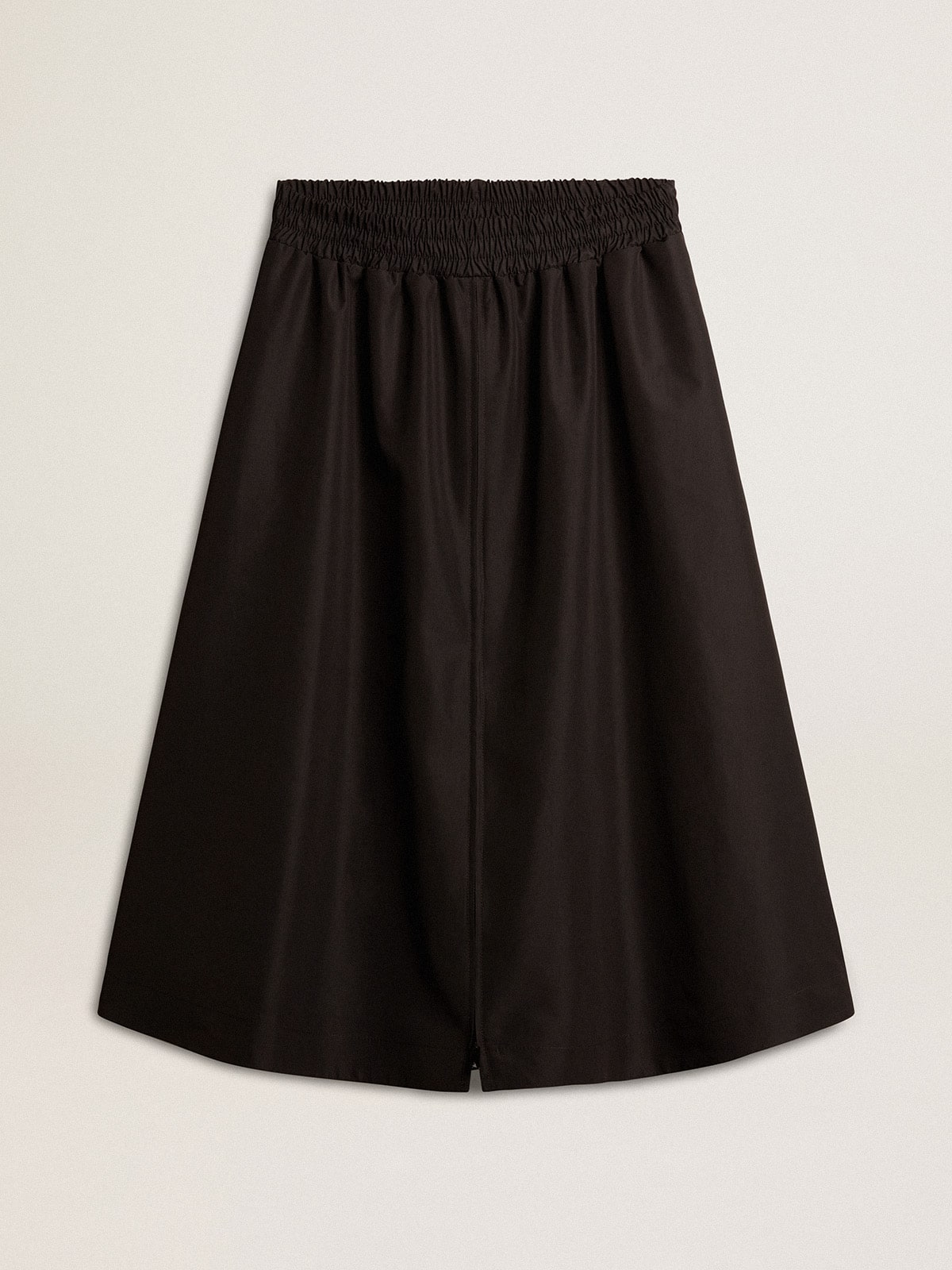 Flared skirt in black technical nylon
