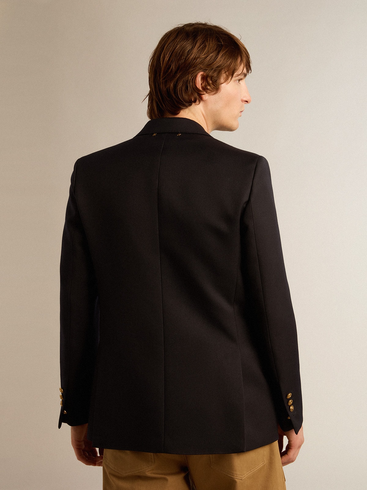 Men's double-breasted blazer in dark blue