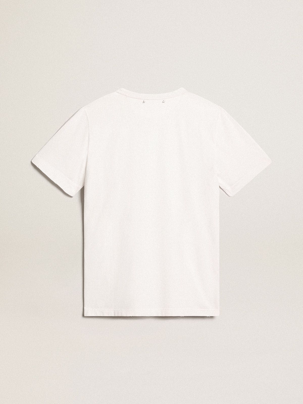 Men's white T-shirt with distressed treatment