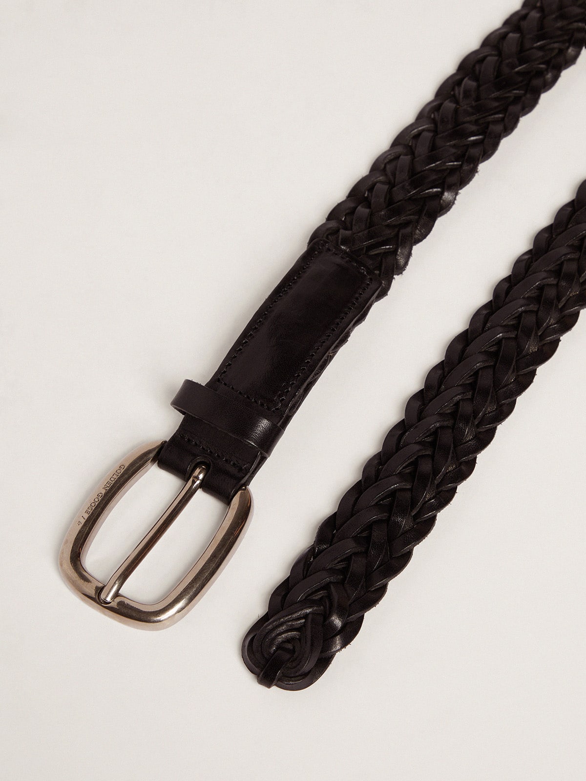 Men’s belt in black braided leather
