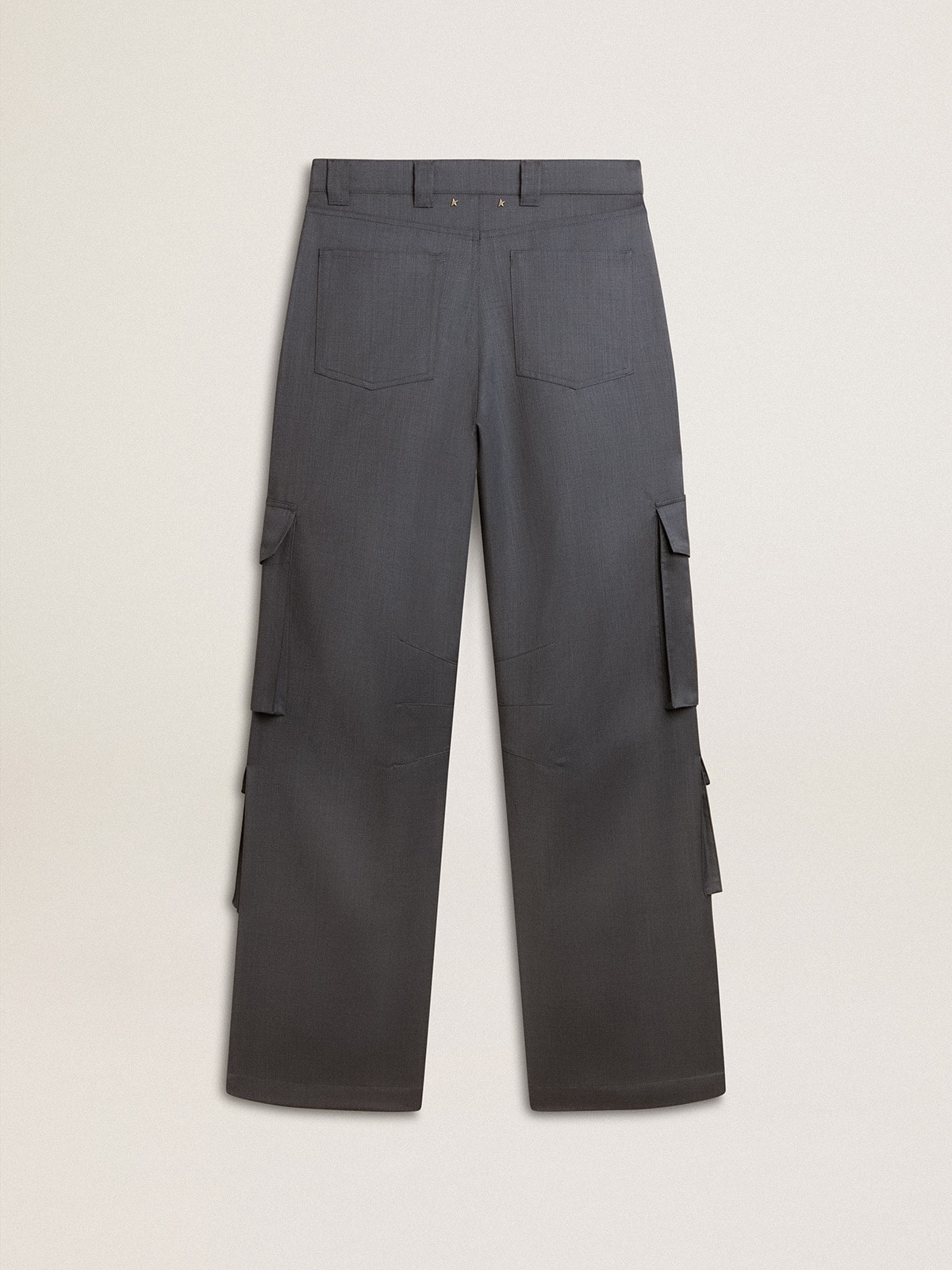 Women's cargo pants in baby blue wool