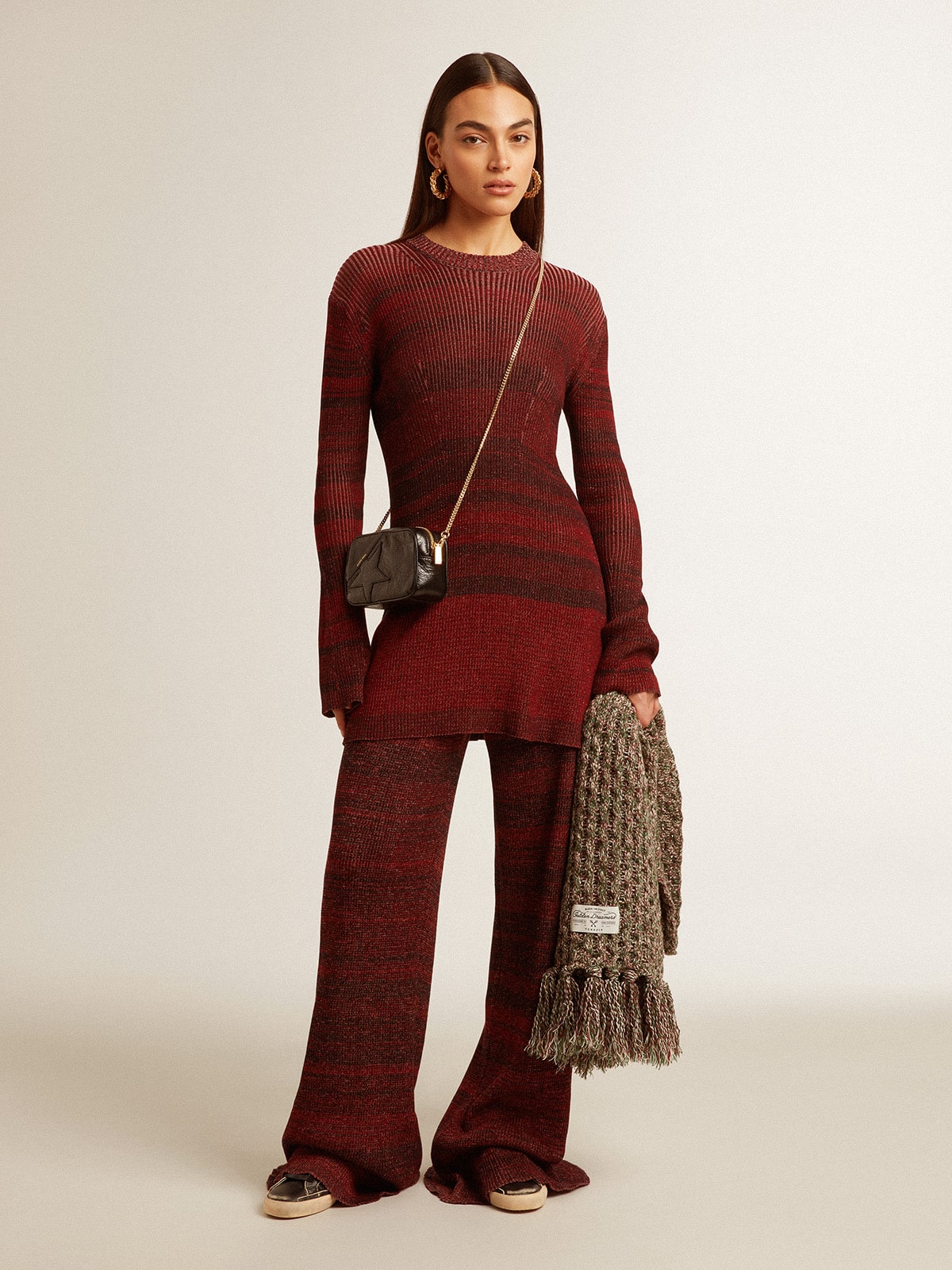 Irregular-striped cotton dress