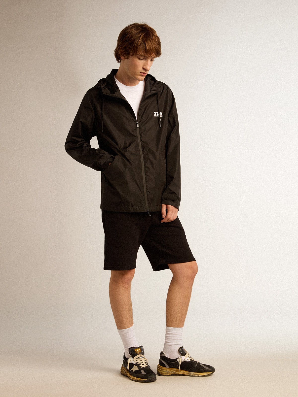 Men's windcheater with contrasting white logo and star
