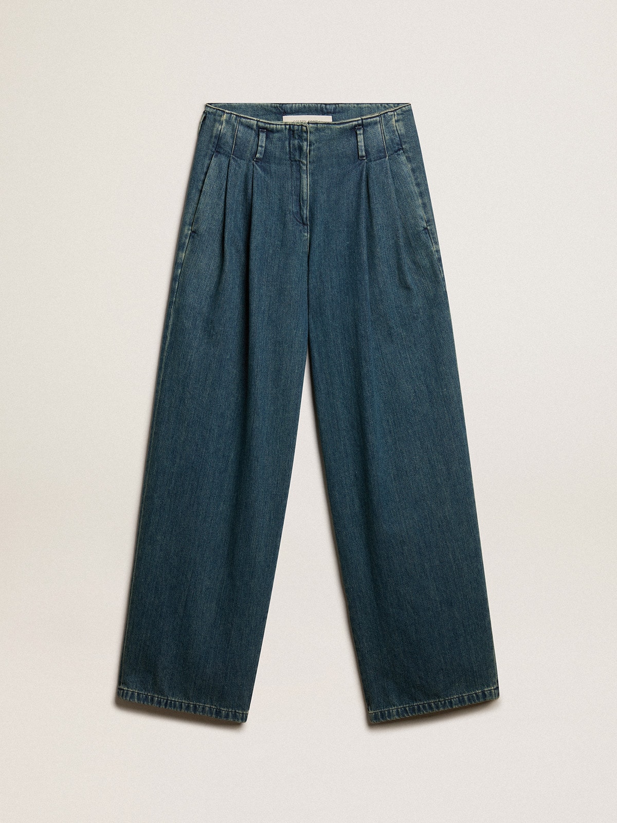 Women’s blue cotton pleated pants