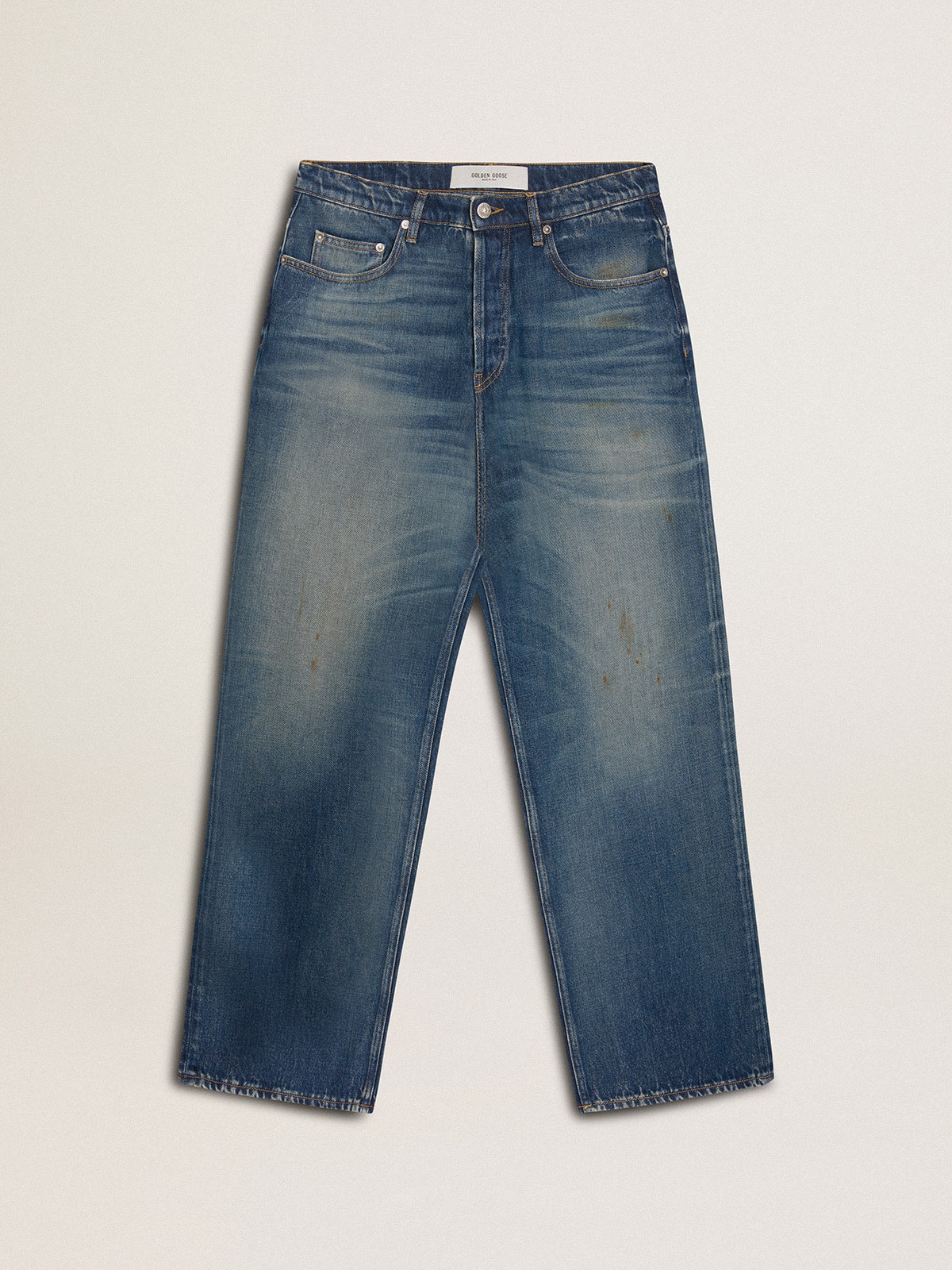 Men's loose fit medium wash CNY jeans