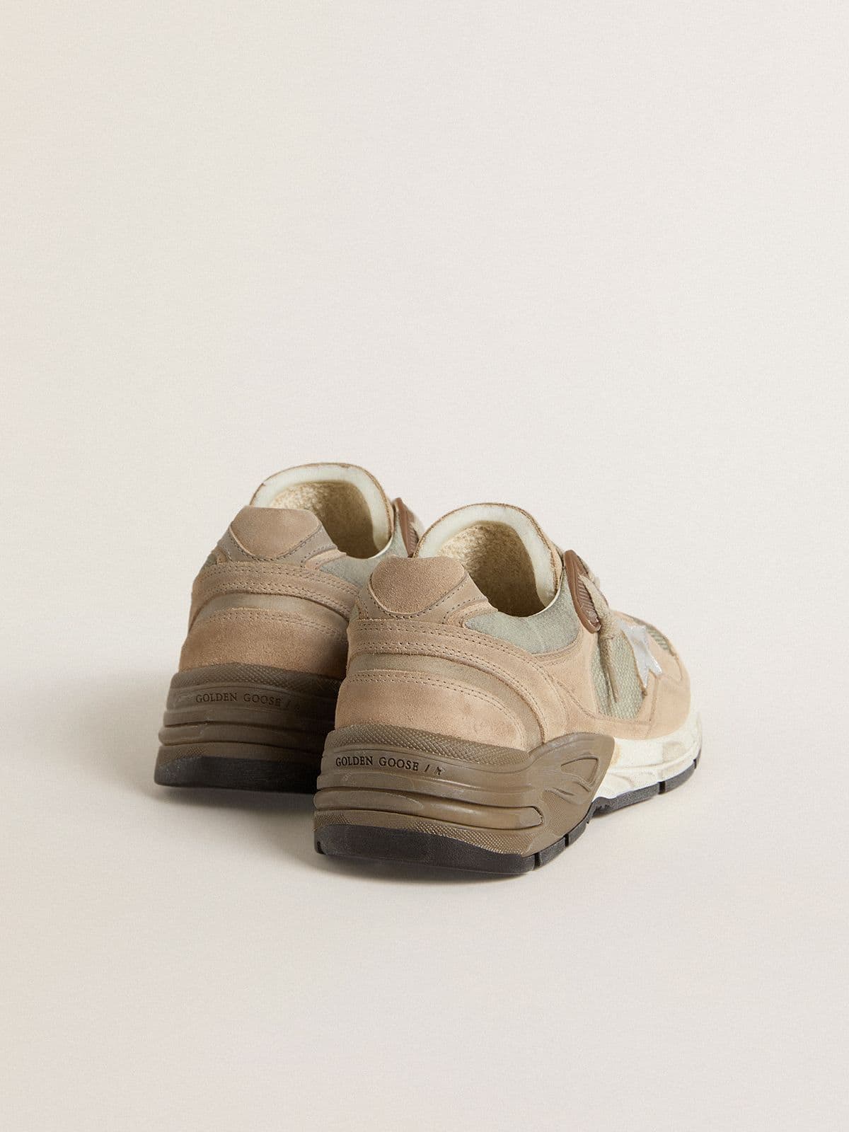 Women's Dad-Star in beige mesh and suede with silver leather star