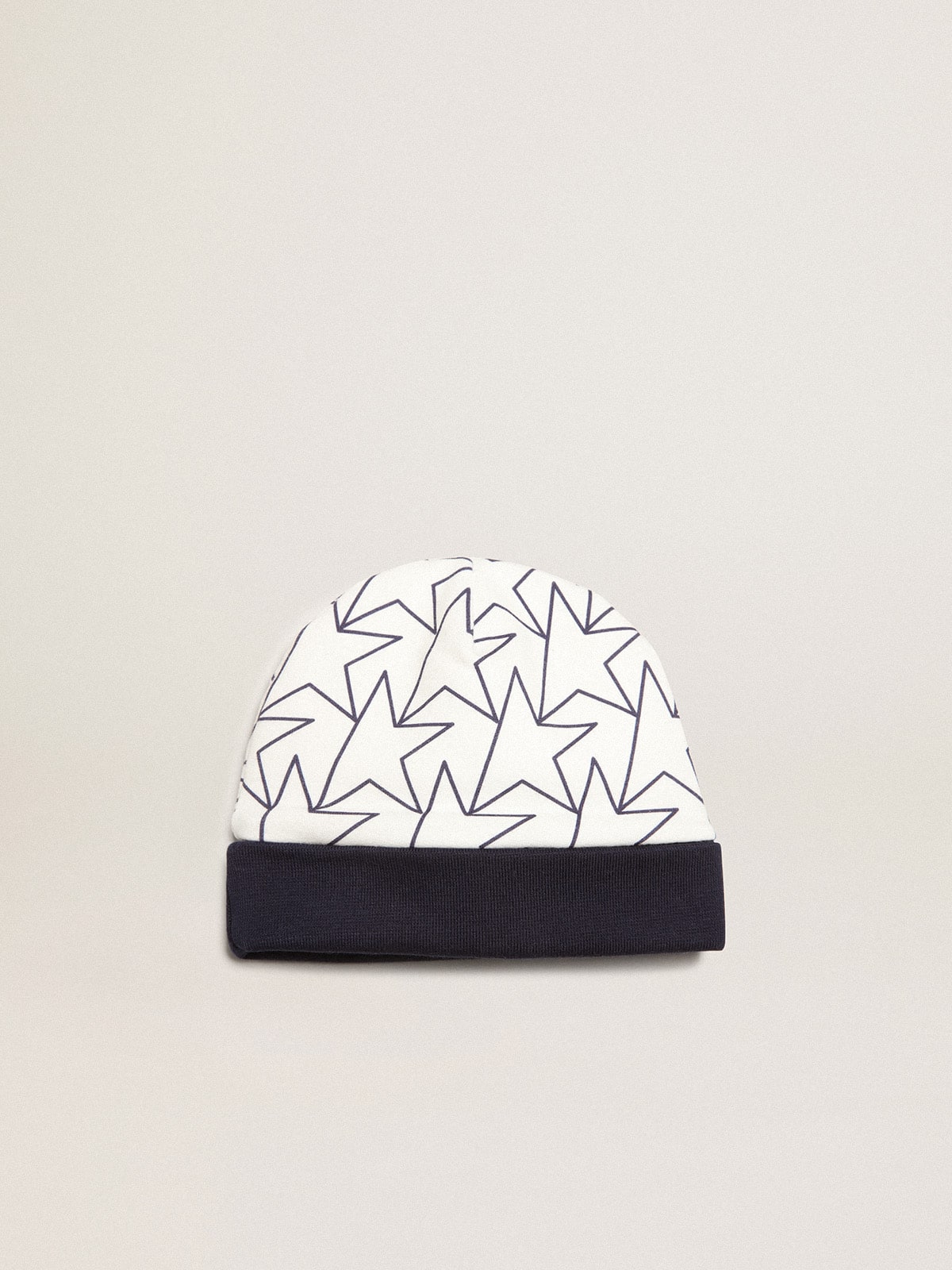 Baby gift set in white with navy blue trim and star