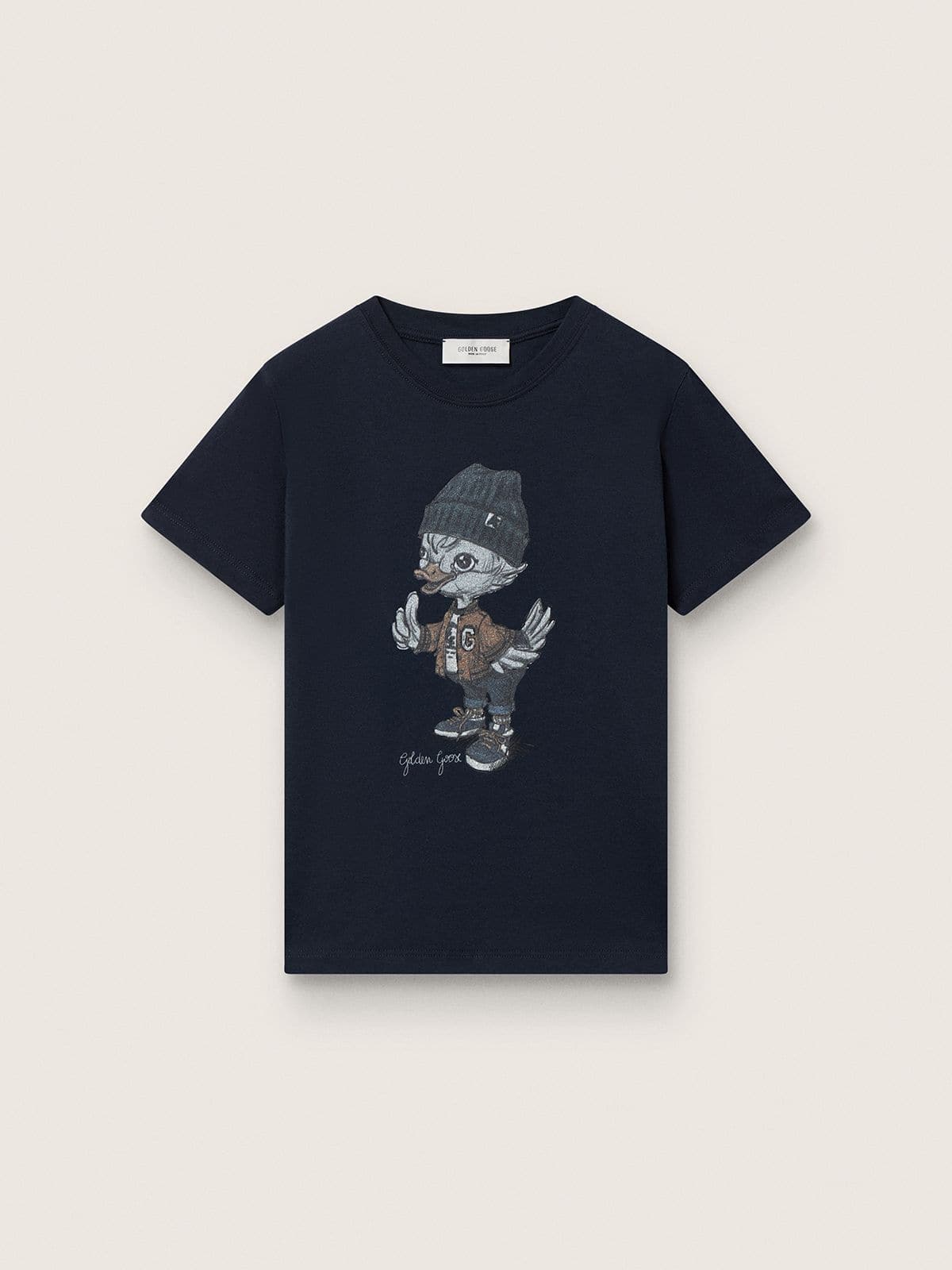 Journey T-shirt for boys in blue cotton jersey with digital mascot print
