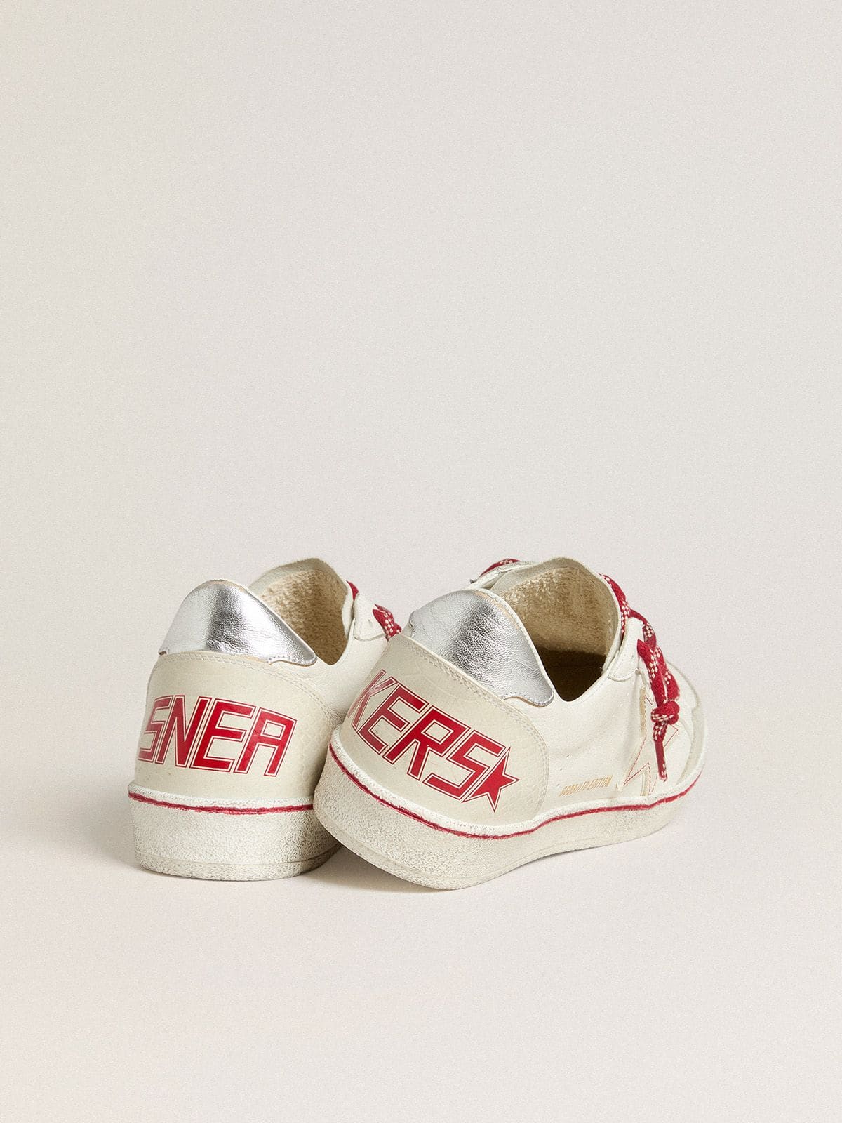 Women’s Ball Star LTD CNY in white leather with a lived-in effect