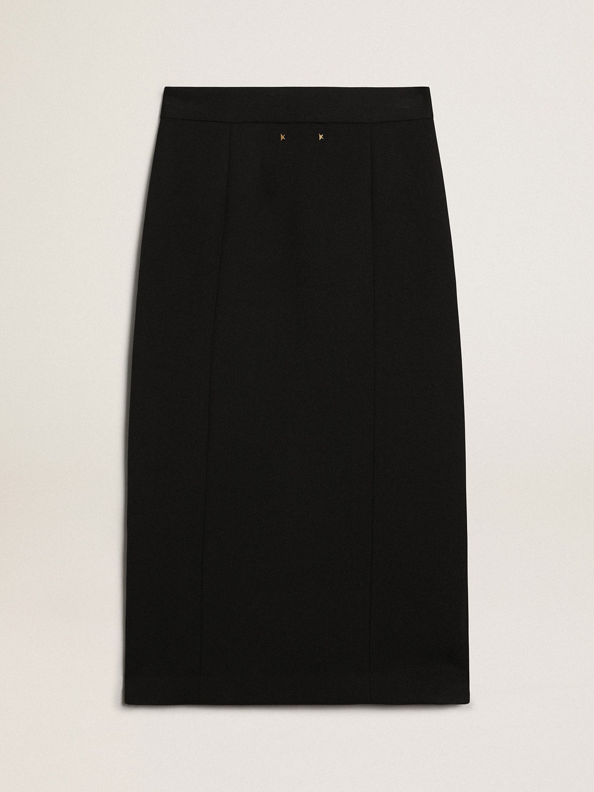 Women's pencil skirt in dark blue wool with gold heraldic buttons