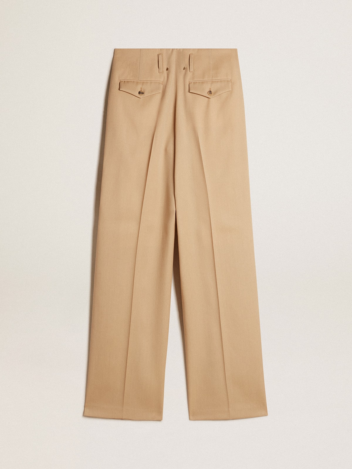 Women’s wool gabardine pants in sand