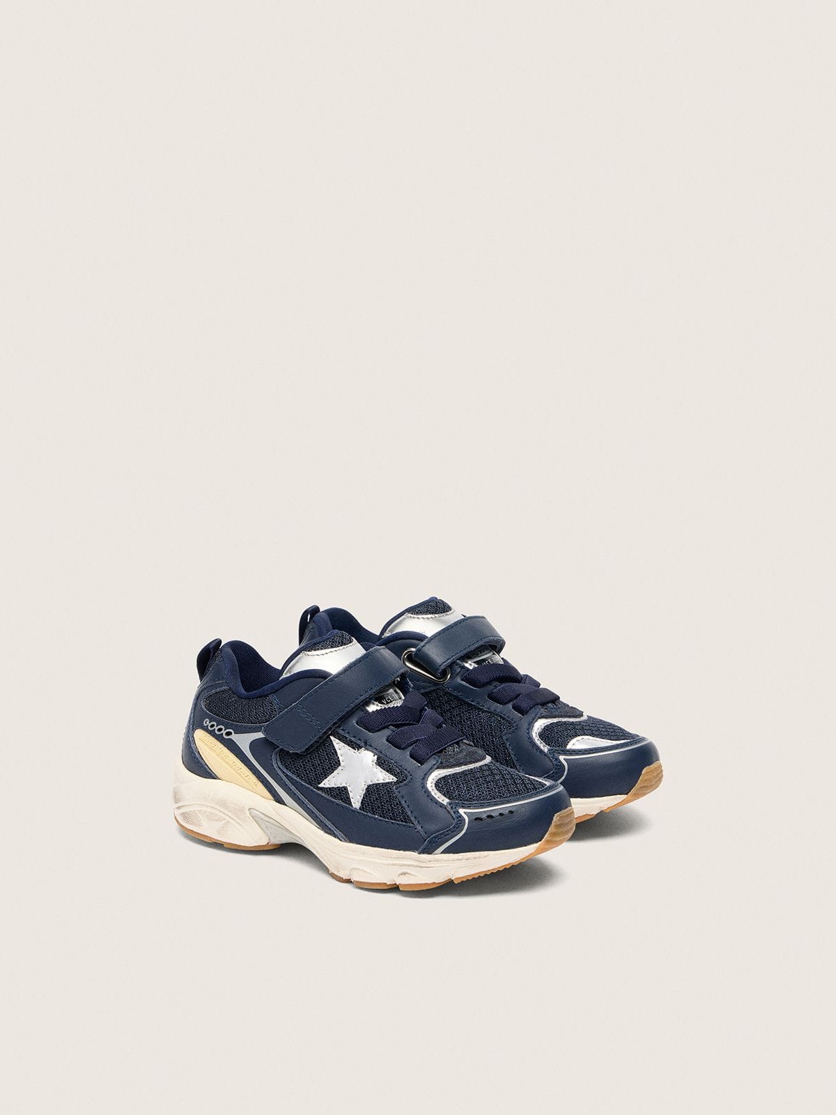 Junior Lightstar in blue leather and mesh with gray leather star