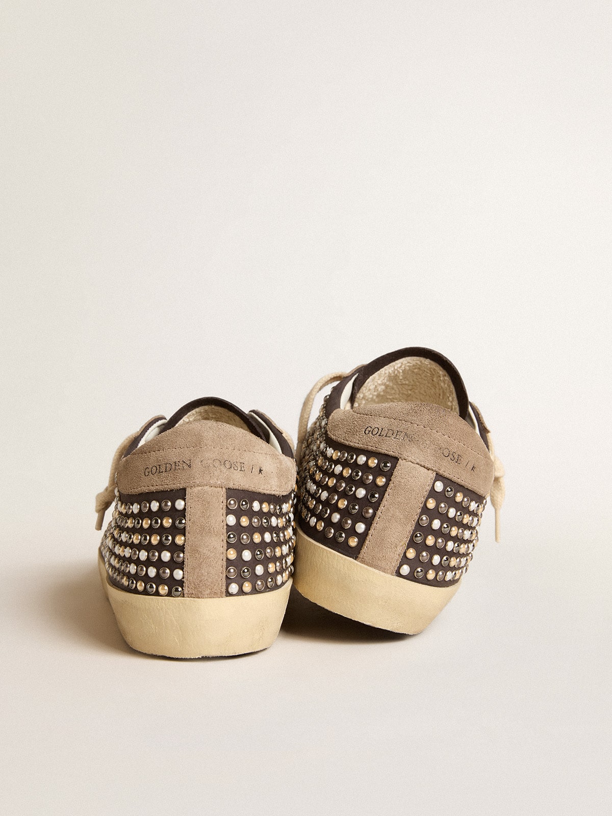Super-Star LTD in gray nubuck with Swarovski pearls and suede star