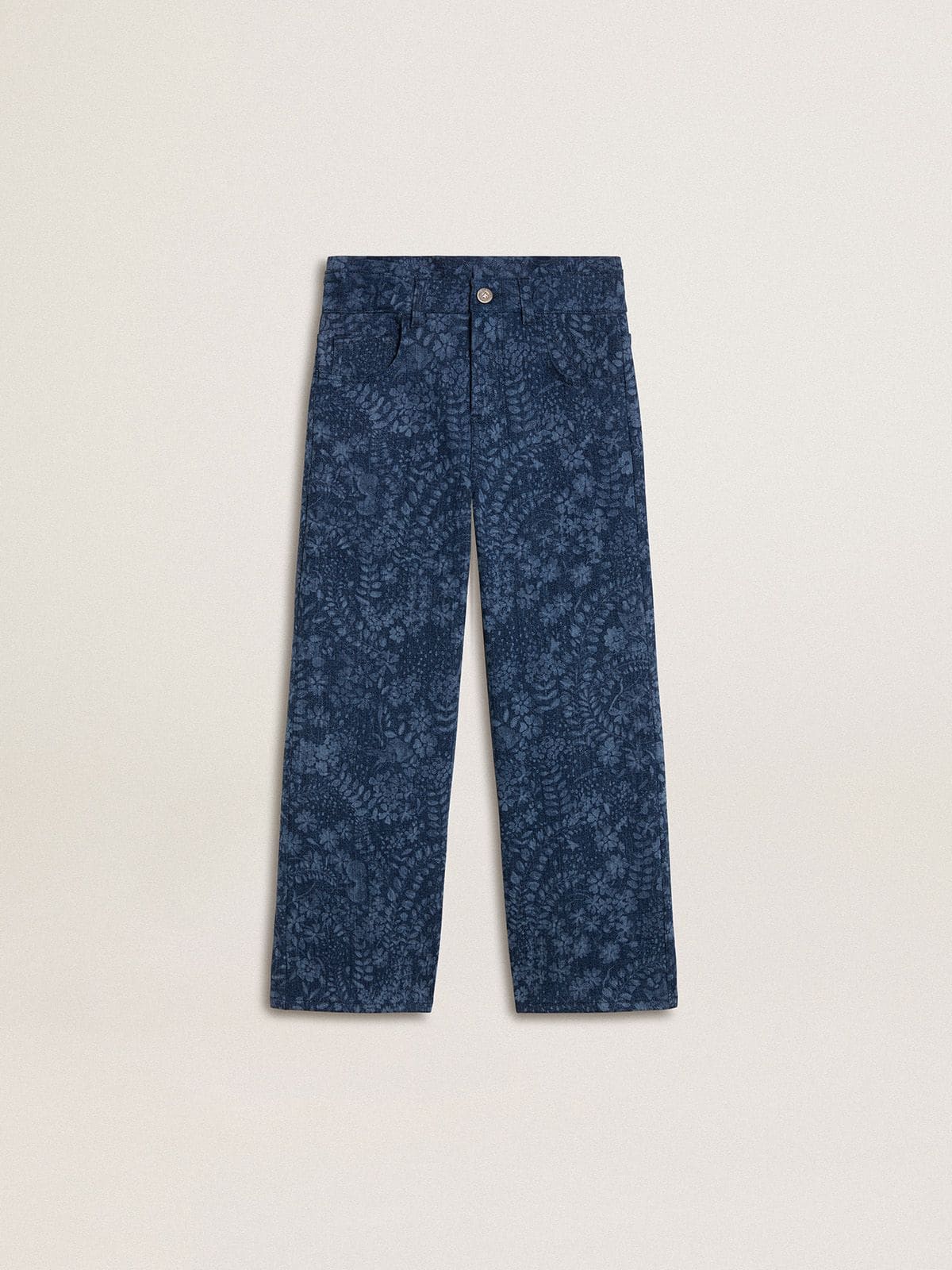 Girls' medium wash wide jeans with print
