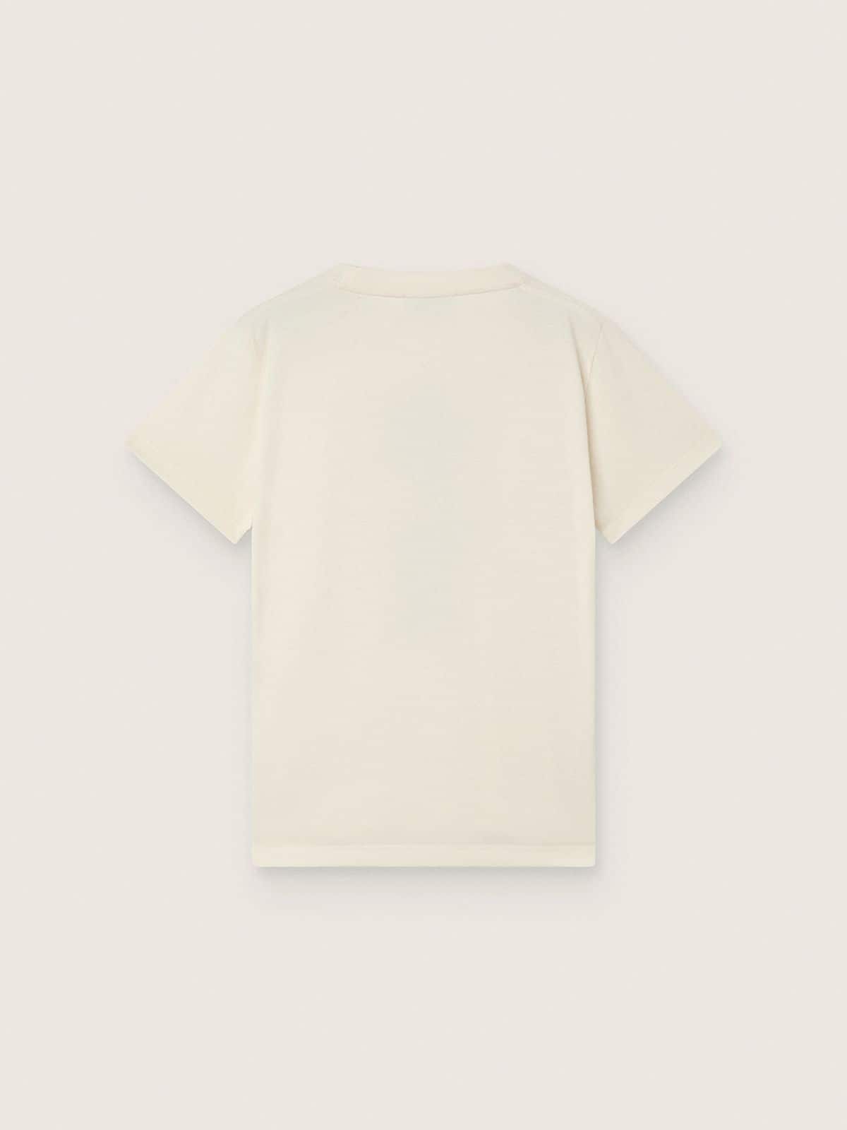 Journey T-shirt for boys in white cotton jersey with digital mascot print