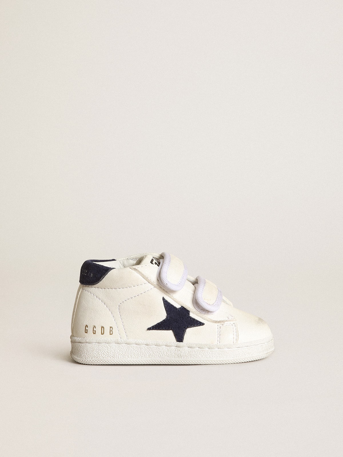 Junior June in nappa with dark blue suede star and heel tab