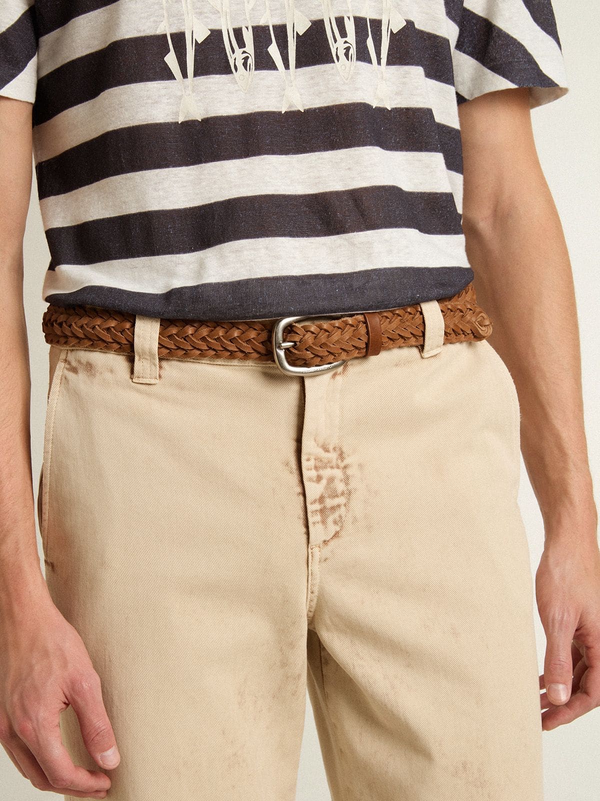 Houston belt in dove-gray woven leather