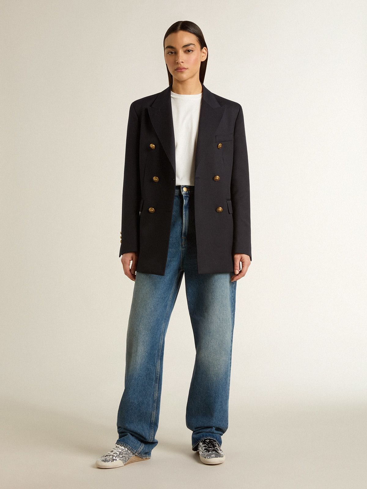 Women's True-Star in silver sequins with black star and silver leather heel tab