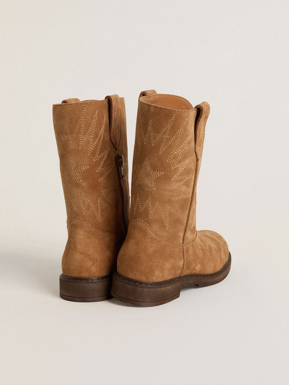 Wish Junior boots in camel suede with star embroidery