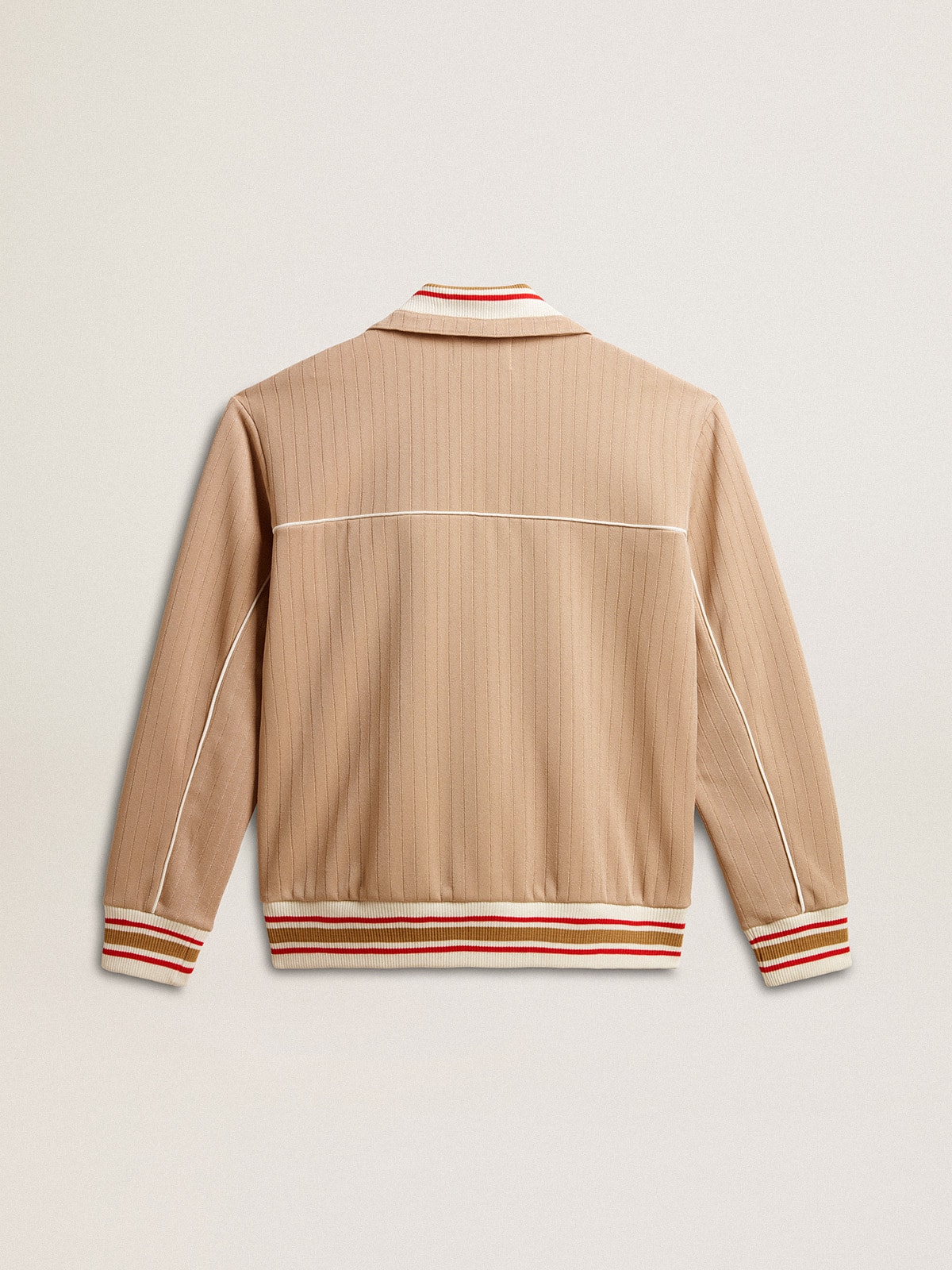 Men’s light beige zipped sweatshirt with white logo