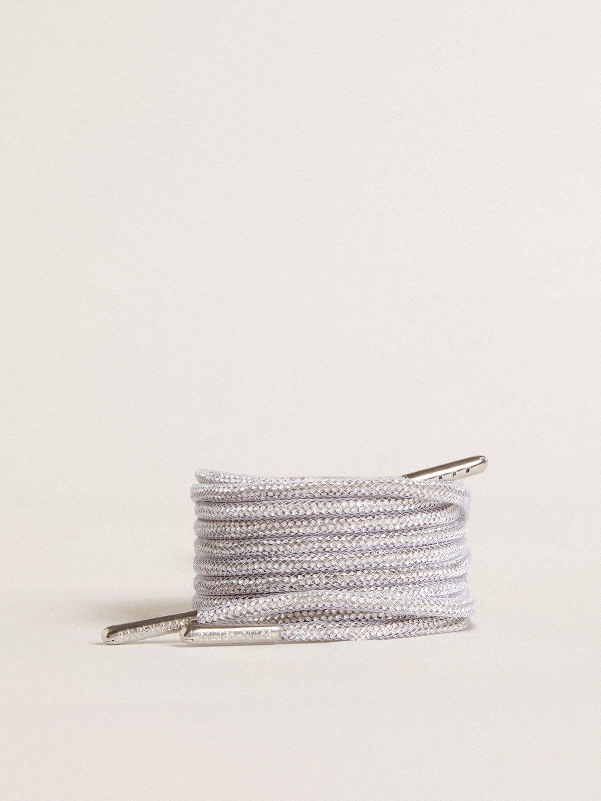 Silver laces with silver-colored Swarovski rhinestones