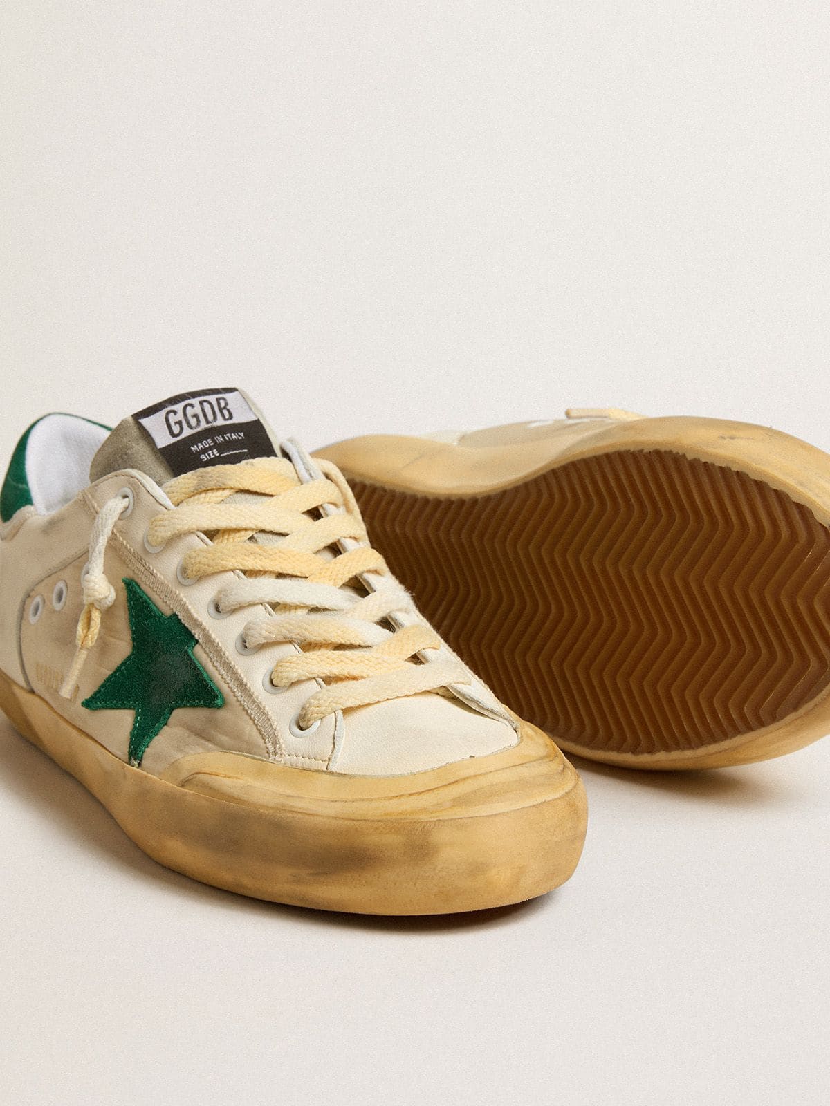 Men's Super-Star Penstar in nappa and nylon with green suede star and heel tab