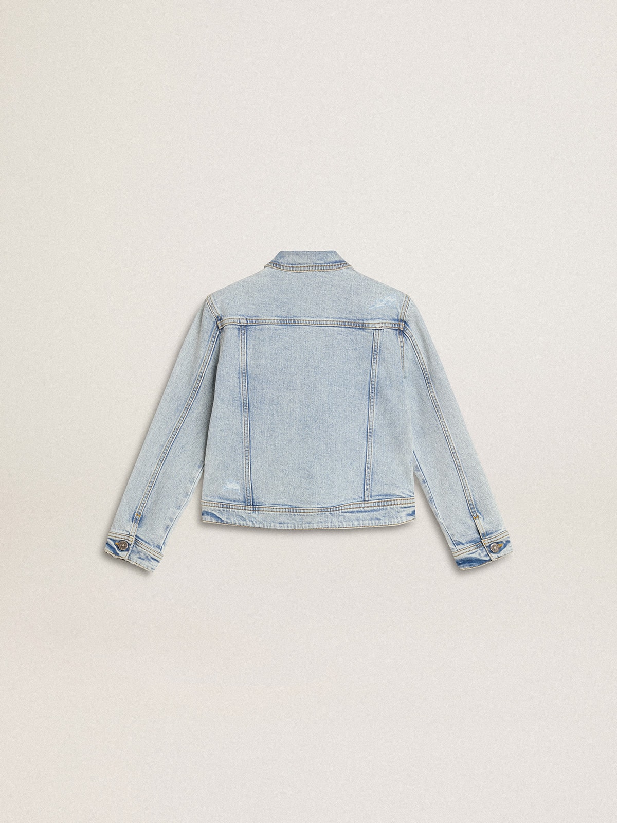 Light denim jacket with embroidery