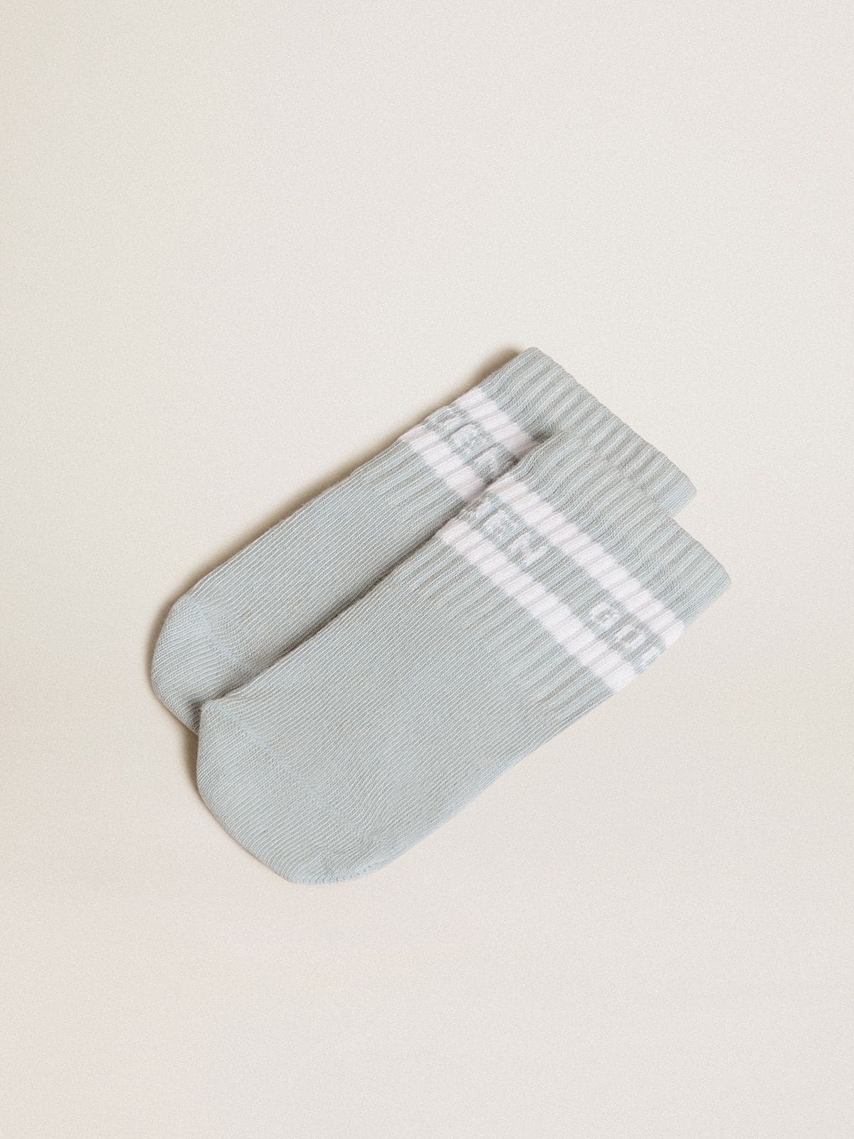 Baby School set in white nappa with powder-blue leather heel tab