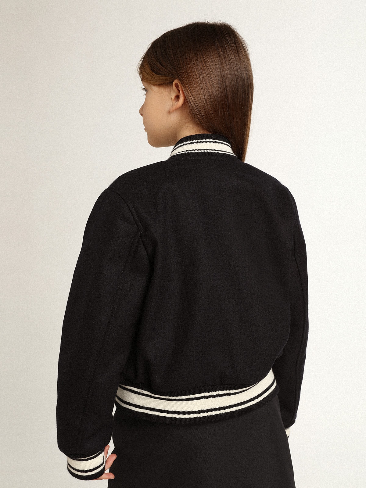 Boys’ bomber jacket in dark blue wool