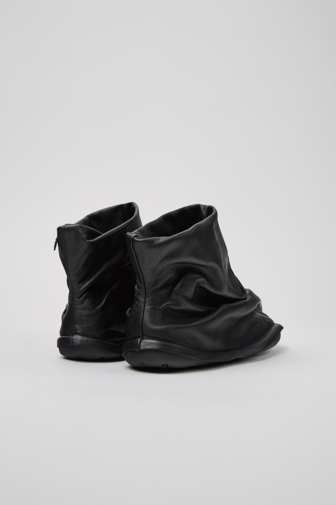 Camper x ISSEY MIYAKE - Peu Form Black Leather Ankle Boots for Women.