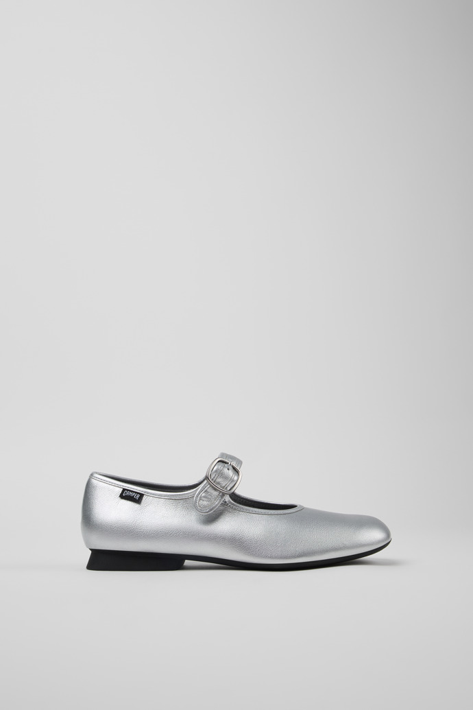 Casi Myra Silver Leather Shoes for Women.