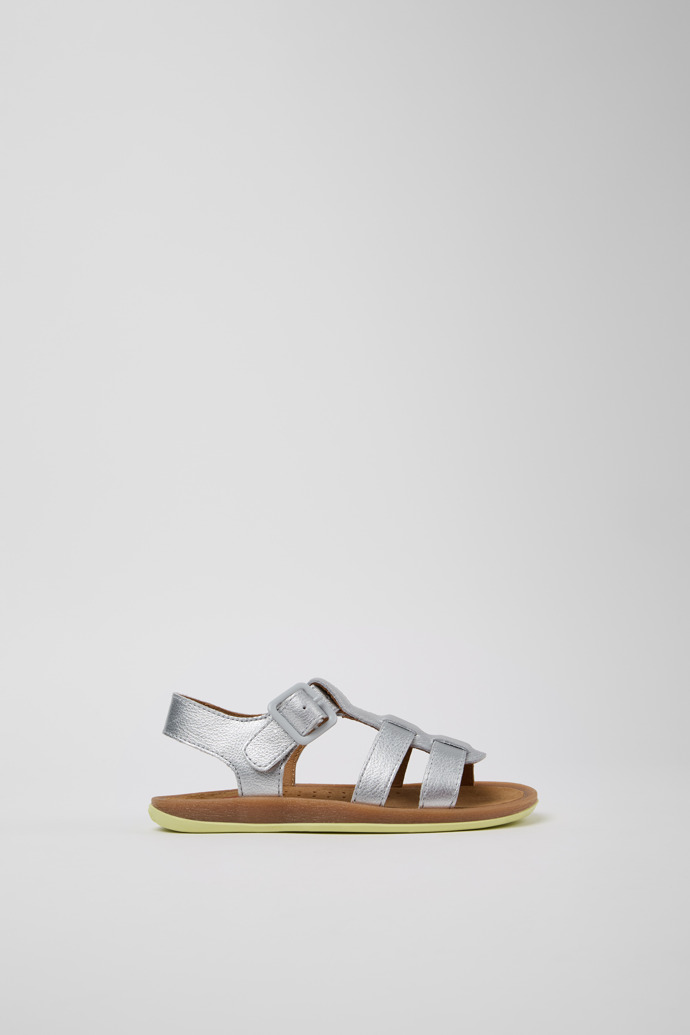 Bicho Silver Leather Kids' Sandal.
