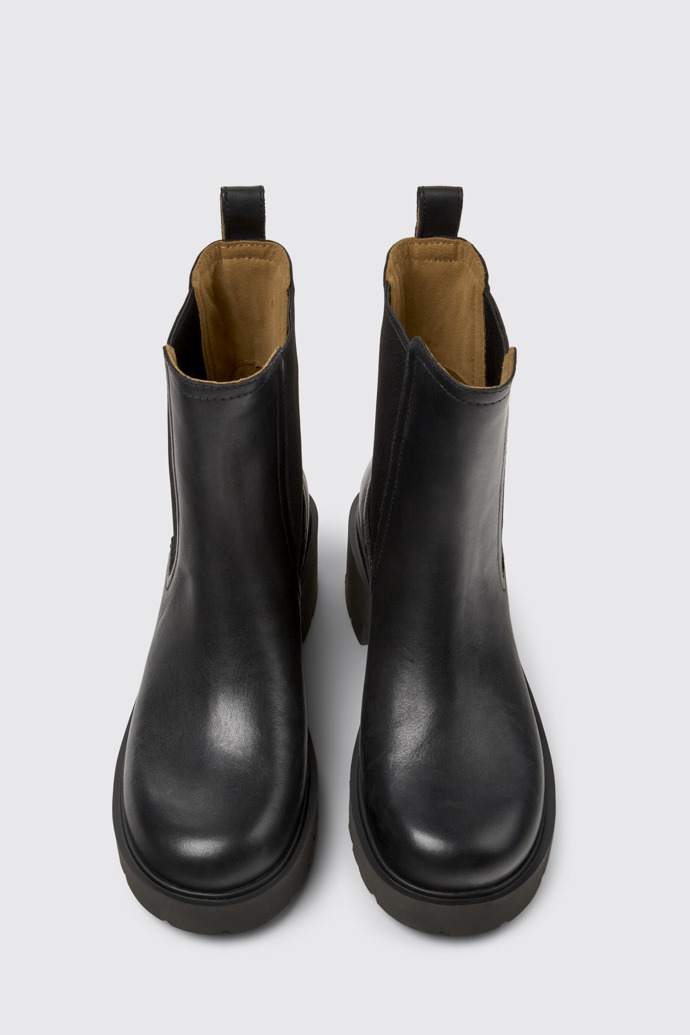 Milah Black Leather Ankle Boots for Women