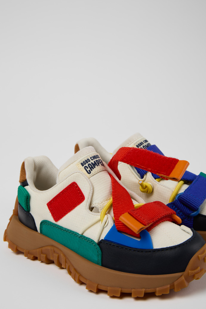 Bobo Choses x Camper Multicolor Textile and Leather Semi-Open Shoes for Kids.