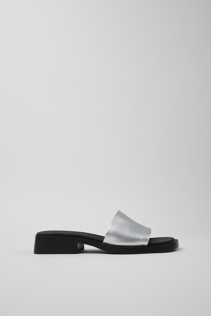 Dana Gray Leather Sandals for Women.