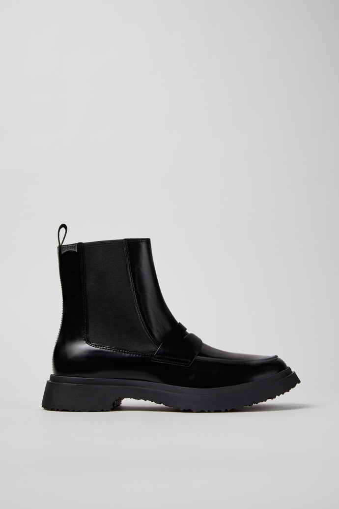 Walden Black Leather Mid Boots for Men.