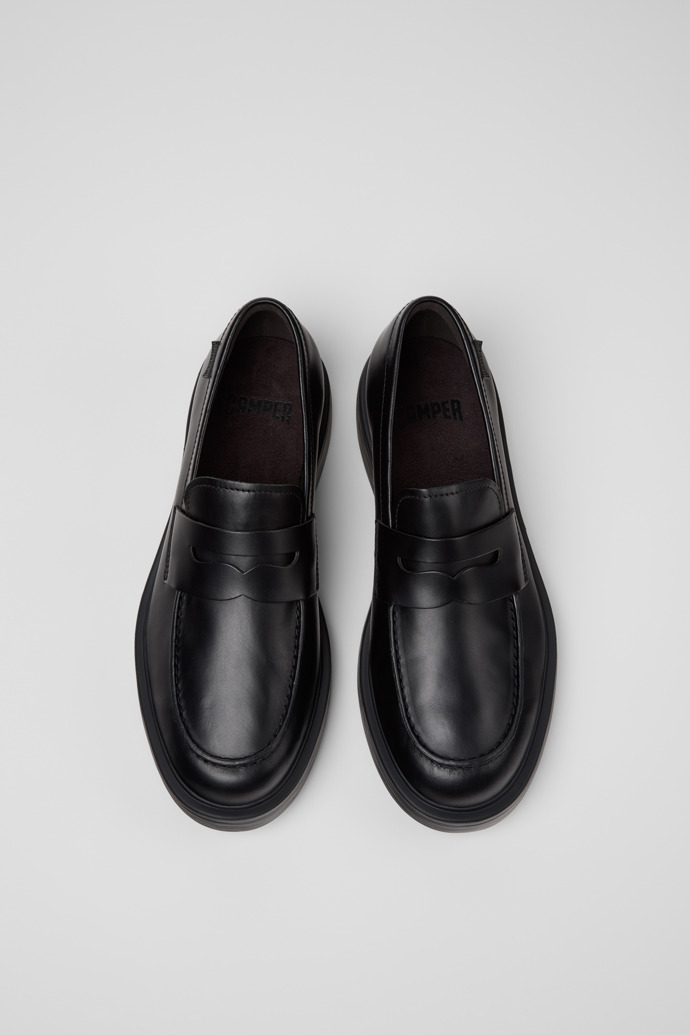 Dean Black Leather Moccasins for Men.