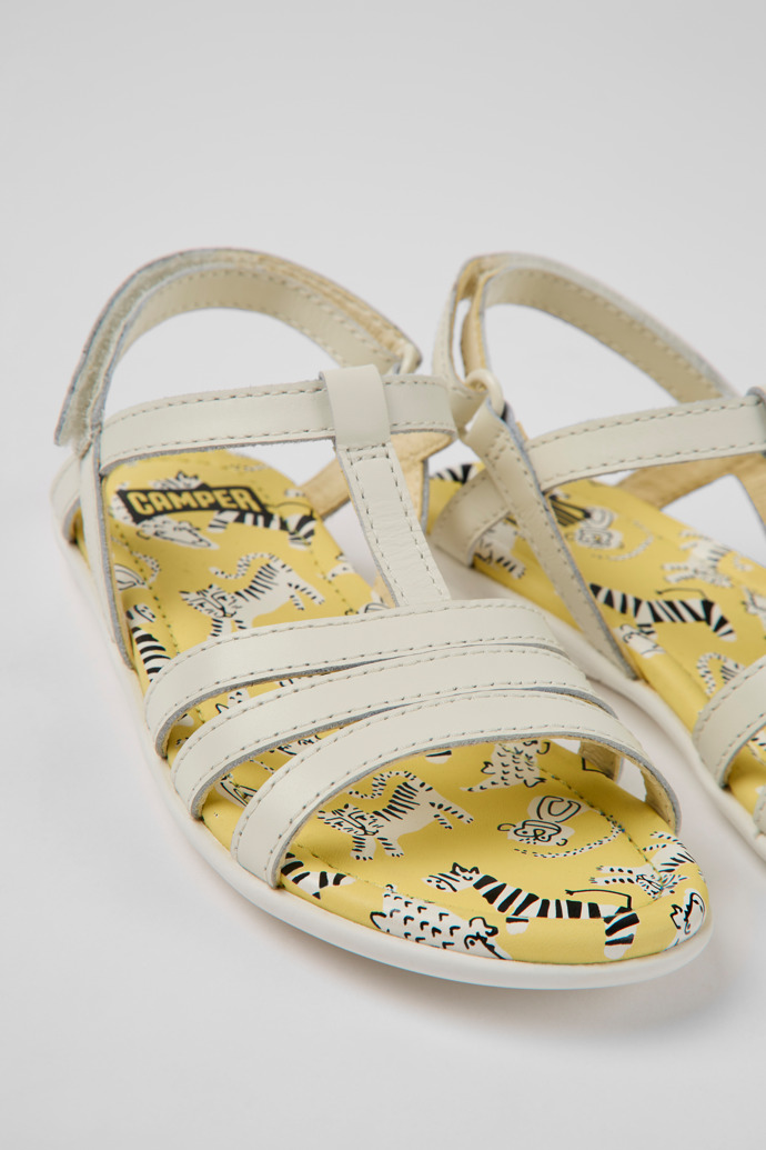 Twins White leather sandals for kids