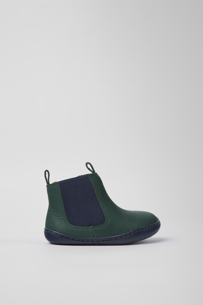 Peu Green and blue leather boots for kids