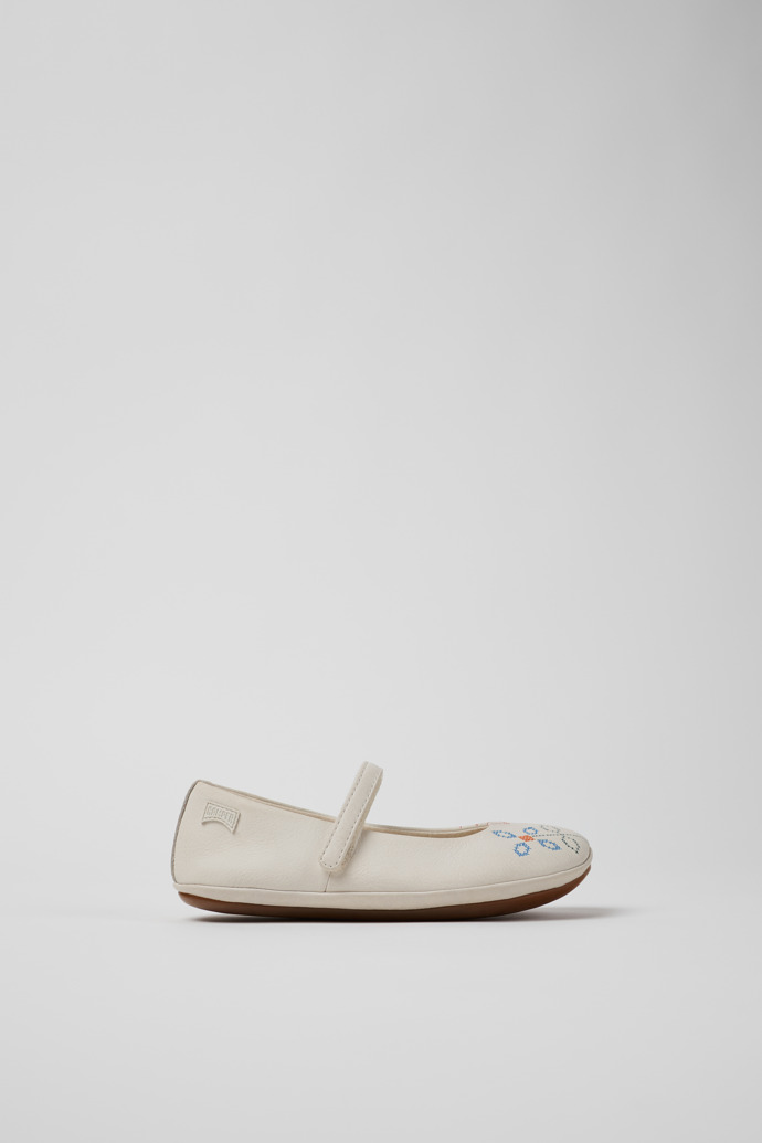 Twins White Leather Ballerina for Kids.